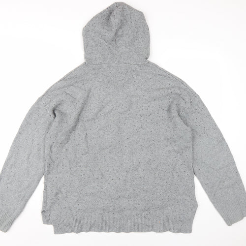 AllSaints Men's Grey Knit Hoodie Large Relaxed Fit