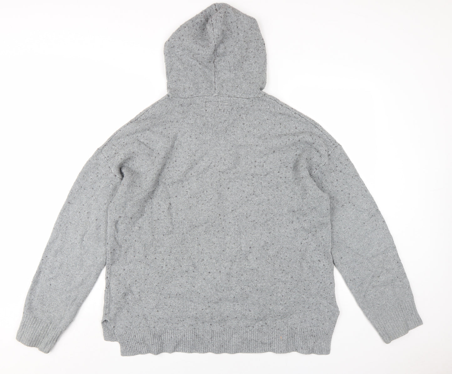 AllSaints Men's Grey Knit Hoodie Large Relaxed Fit