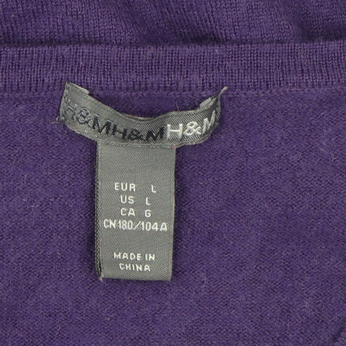 H&M Men's Purple Argyle V-Neck Pullover Jumper