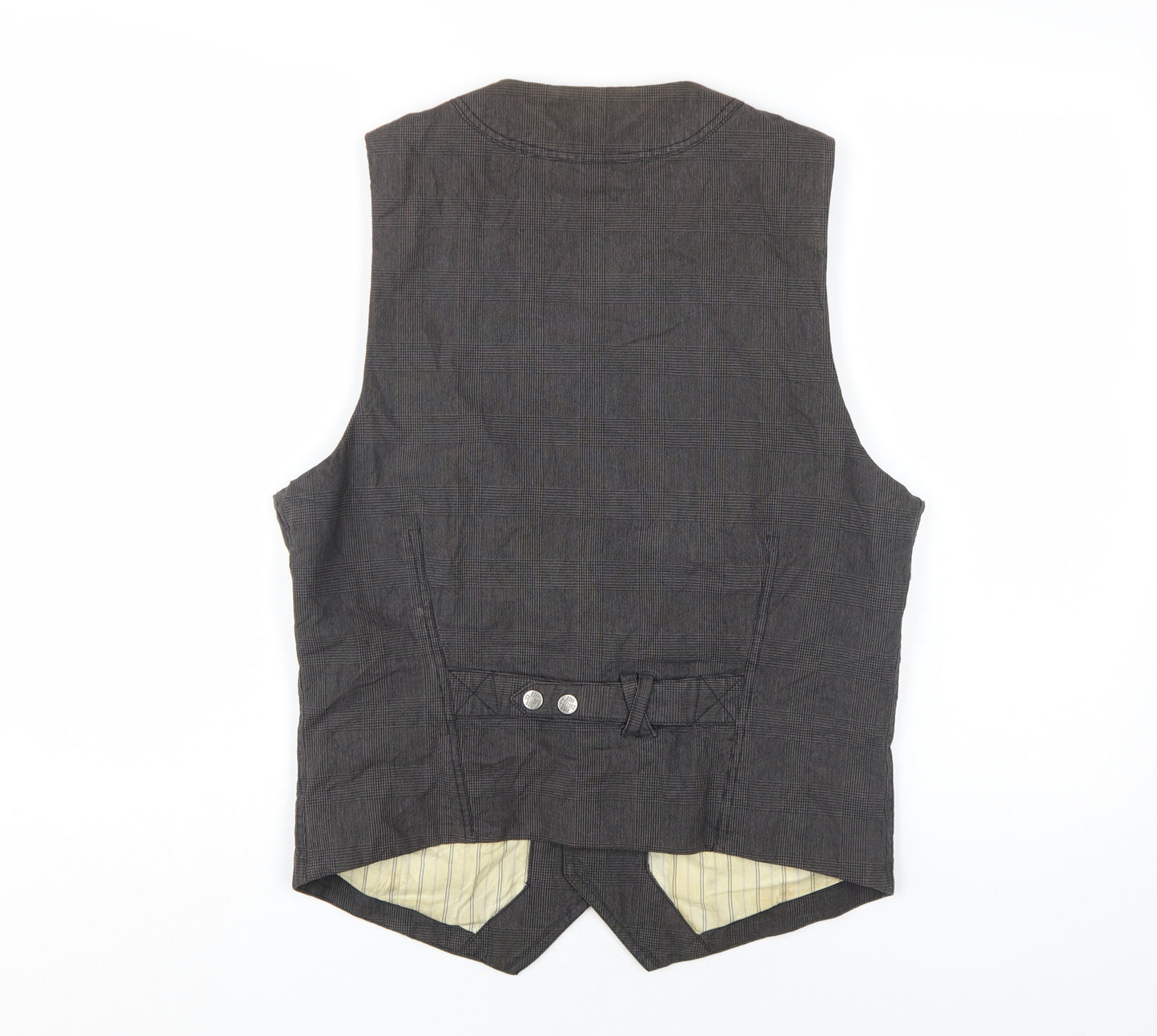 Bershka Men's Grey Checked Waistcoat M
