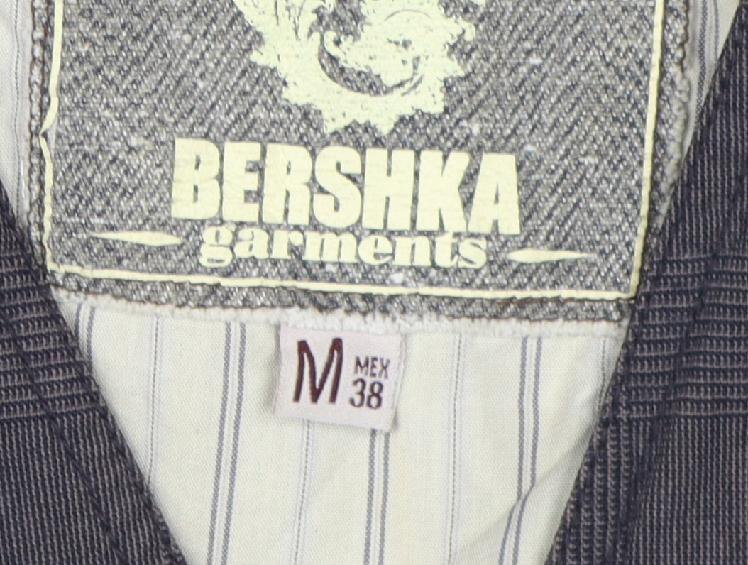 Bershka Men's Grey Checked Waistcoat M