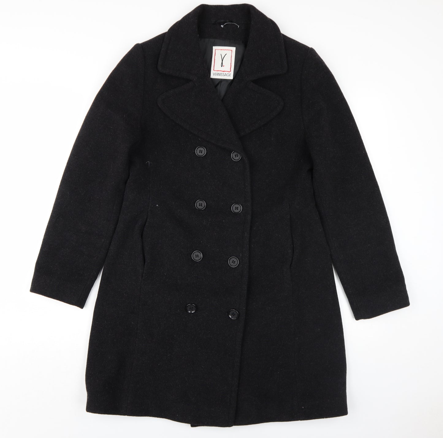 Vernissage Women's Black Wool Pea Coat Size 8 Classic