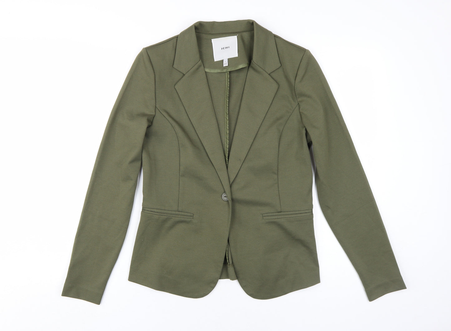 ICHI Women's Green Blazer, Size M, Stretch Fabric
