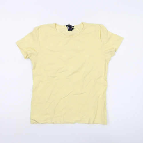GAP Women Yellow M Basic Crew Neck T-Shirt