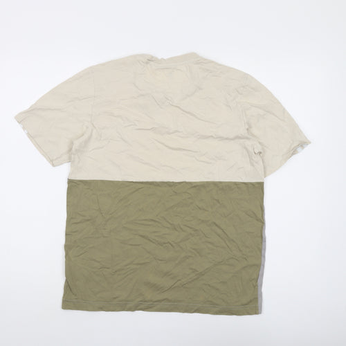 Adidas Men's Beige & Grey Colourblock T-Shirt - Size S