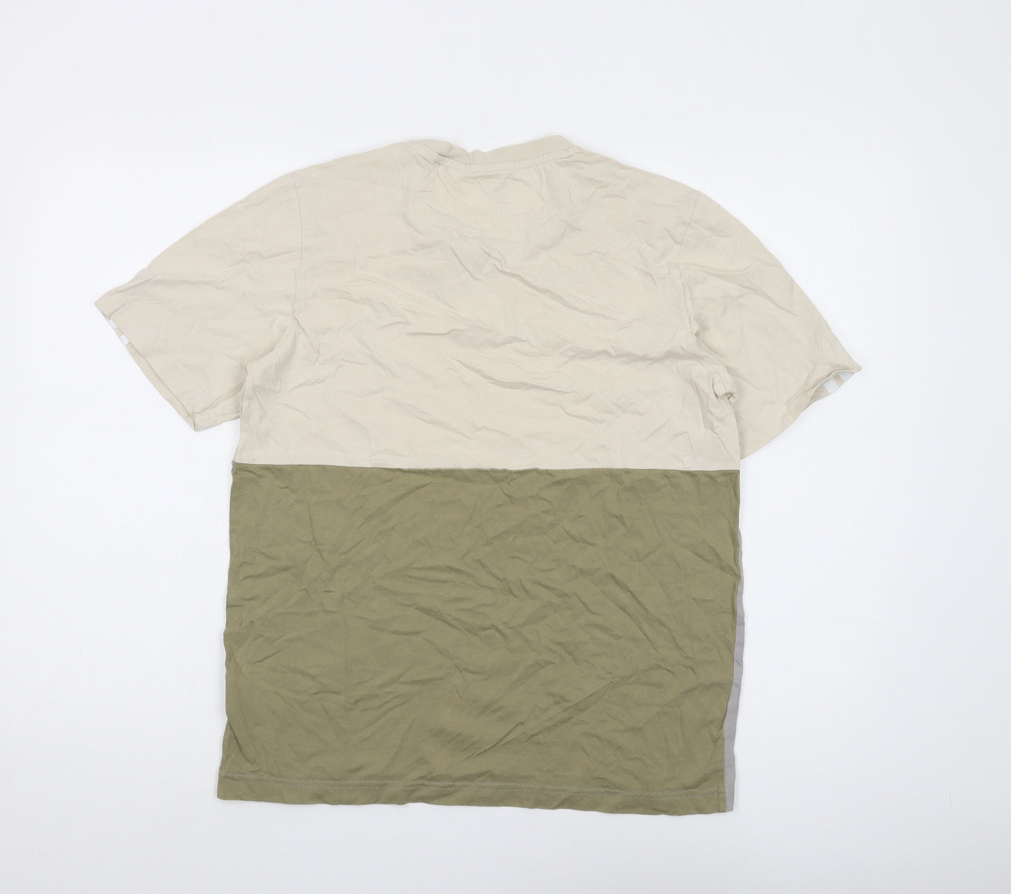 Adidas Men's Beige & Grey Colourblock T-Shirt - Size S