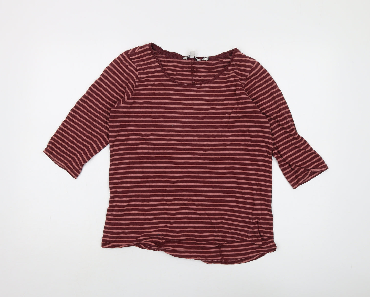 FatFace Women's Striped Red T-Shirt Size 10
