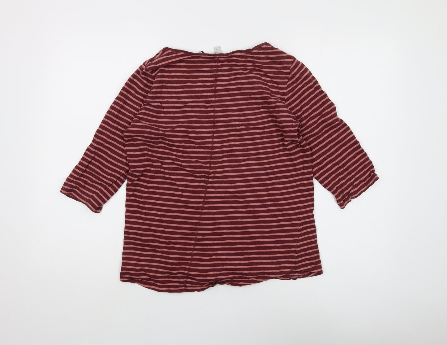 FatFace Women's Striped Red T-Shirt Size 10