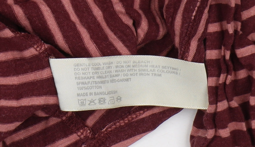 FatFace Women's Striped Red T-Shirt Size 10