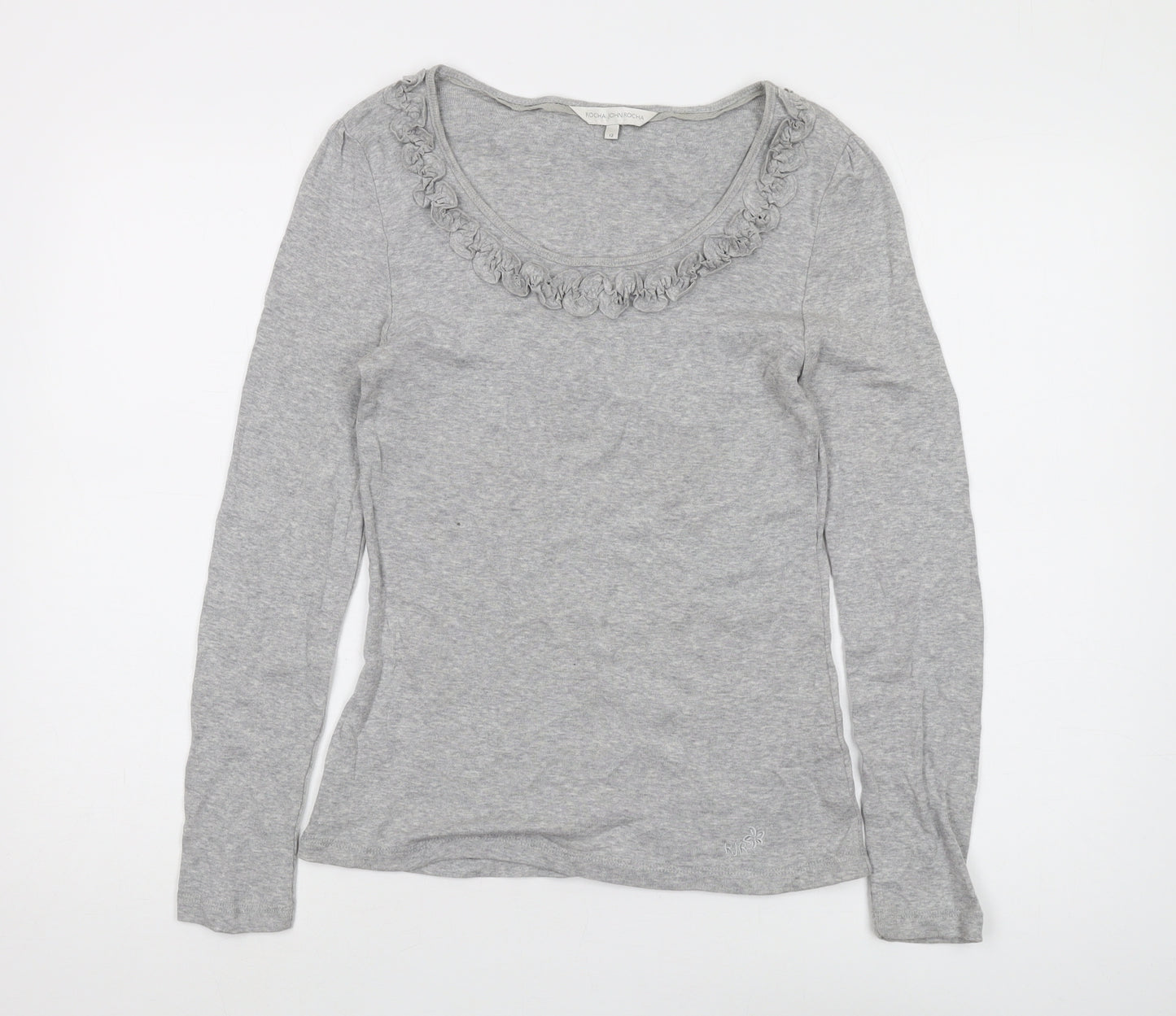 Rocha, John Rocha Grey Scoop Neck Long Sleeve Women’s T-Shirt