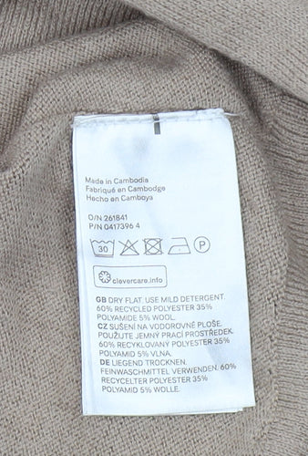 H&M Women's Beige V-Neck Pullover Jumper XS