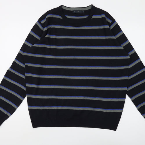 James Pringle Men's Black Striped Pullover Jumper M