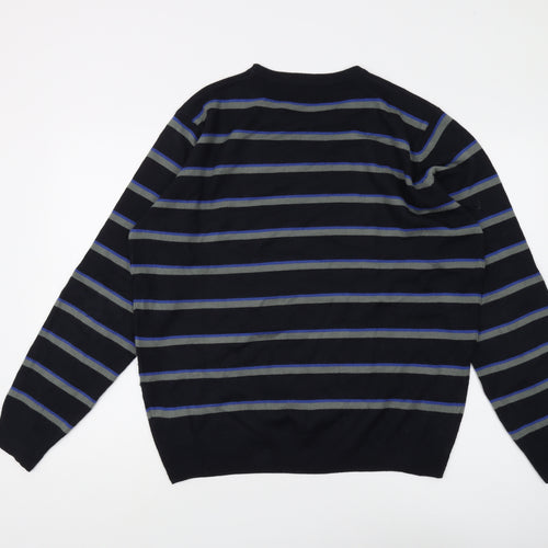 James Pringle Men's Black Striped Pullover Jumper M