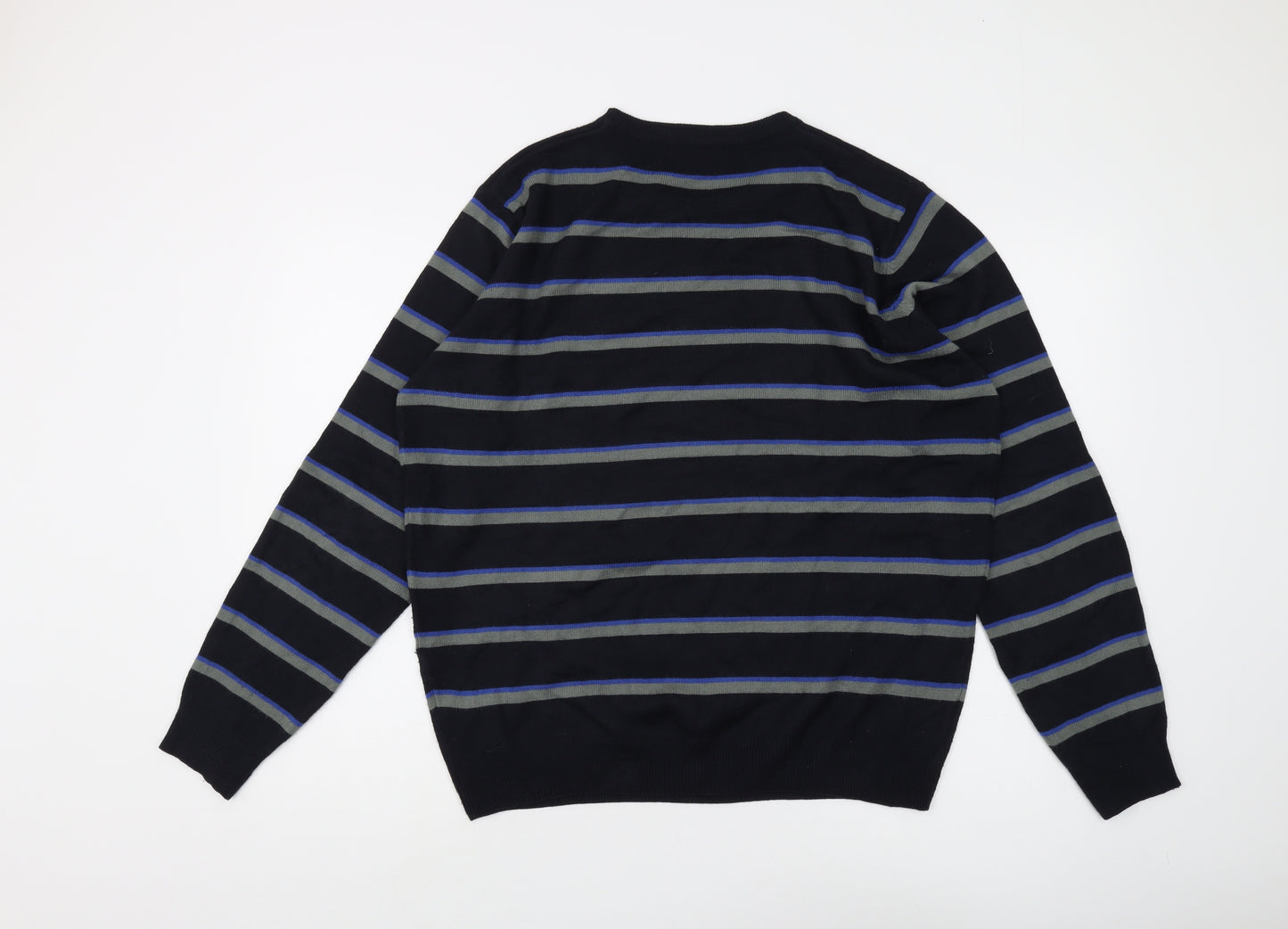 James Pringle Men's Black Striped Pullover Jumper M