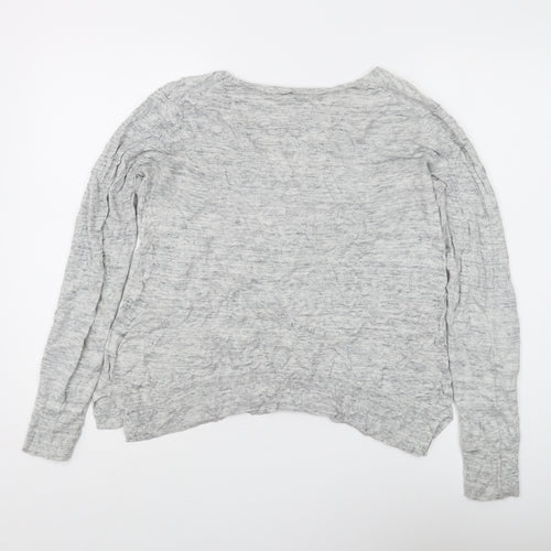 Gap Women's Grey V-Neck Cotton Pullover Jumper