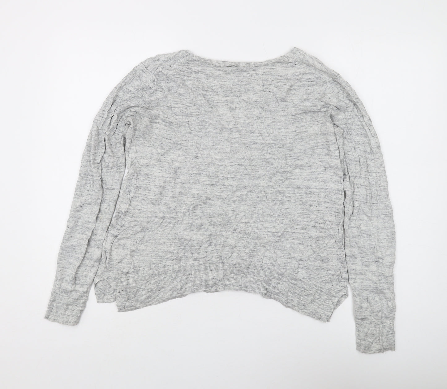 Gap Women's Grey V-Neck Cotton Pullover Jumper