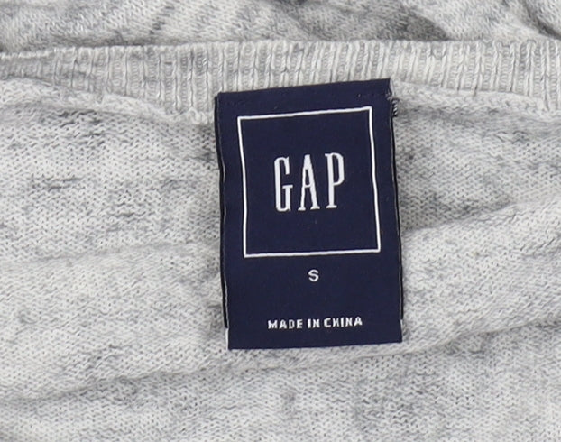 Gap Women's Grey V-Neck Cotton Pullover Jumper