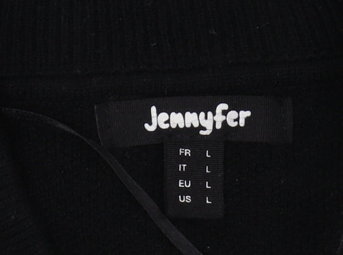 Jennyfer Women's Black Full Zip Jumper L Casual