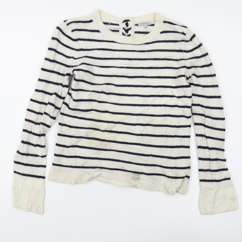 Jigsaw Women's Ivory Striped Pullover - M, Lambswool Blend