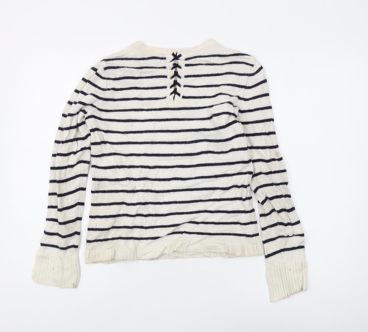 Jigsaw Women's Ivory Striped Pullover - M, Lambswool Blend