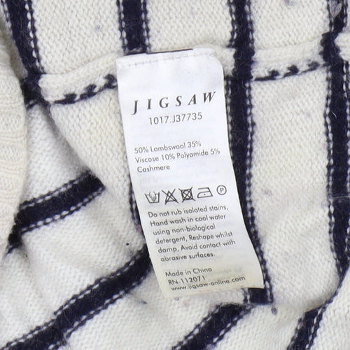 Jigsaw Women's Ivory Striped Pullover - M, Lambswool Blend