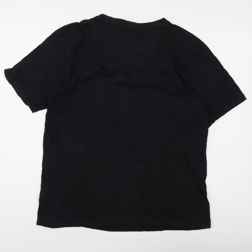 Donnay Men's Black V-Neck T-Shirt Size L, Solid Logo Design