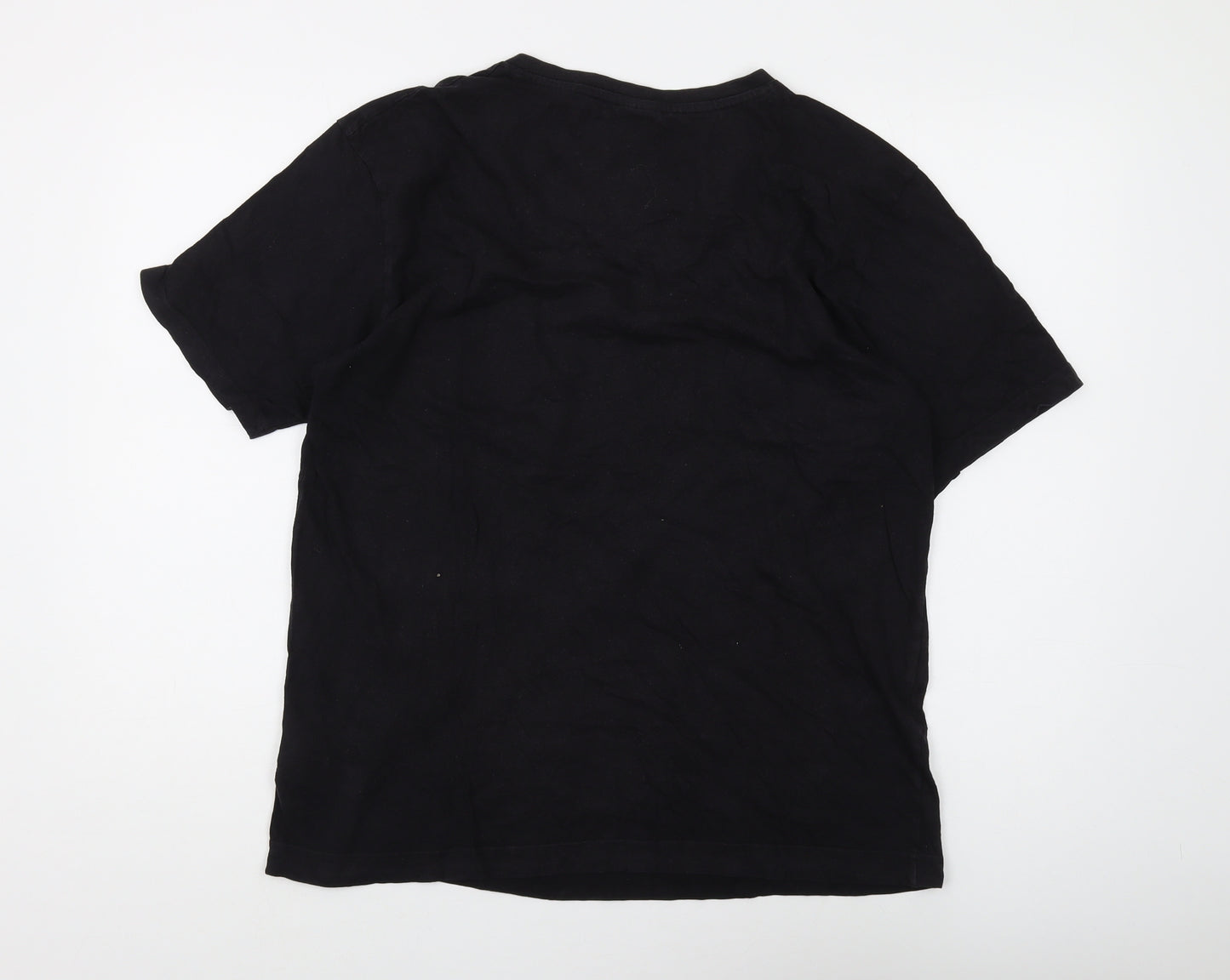 Donnay Men's Black V-Neck T-Shirt Size L, Solid Logo Design