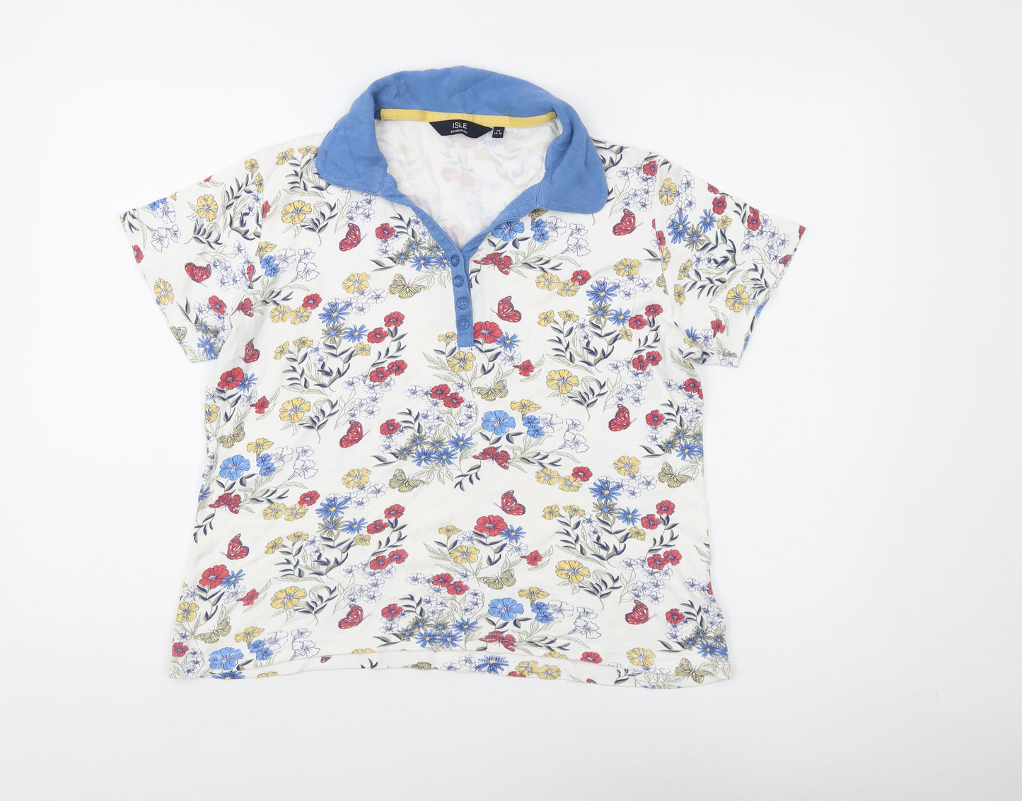 Isle Essentials Women's Multicoloured Floral Polo, Size M