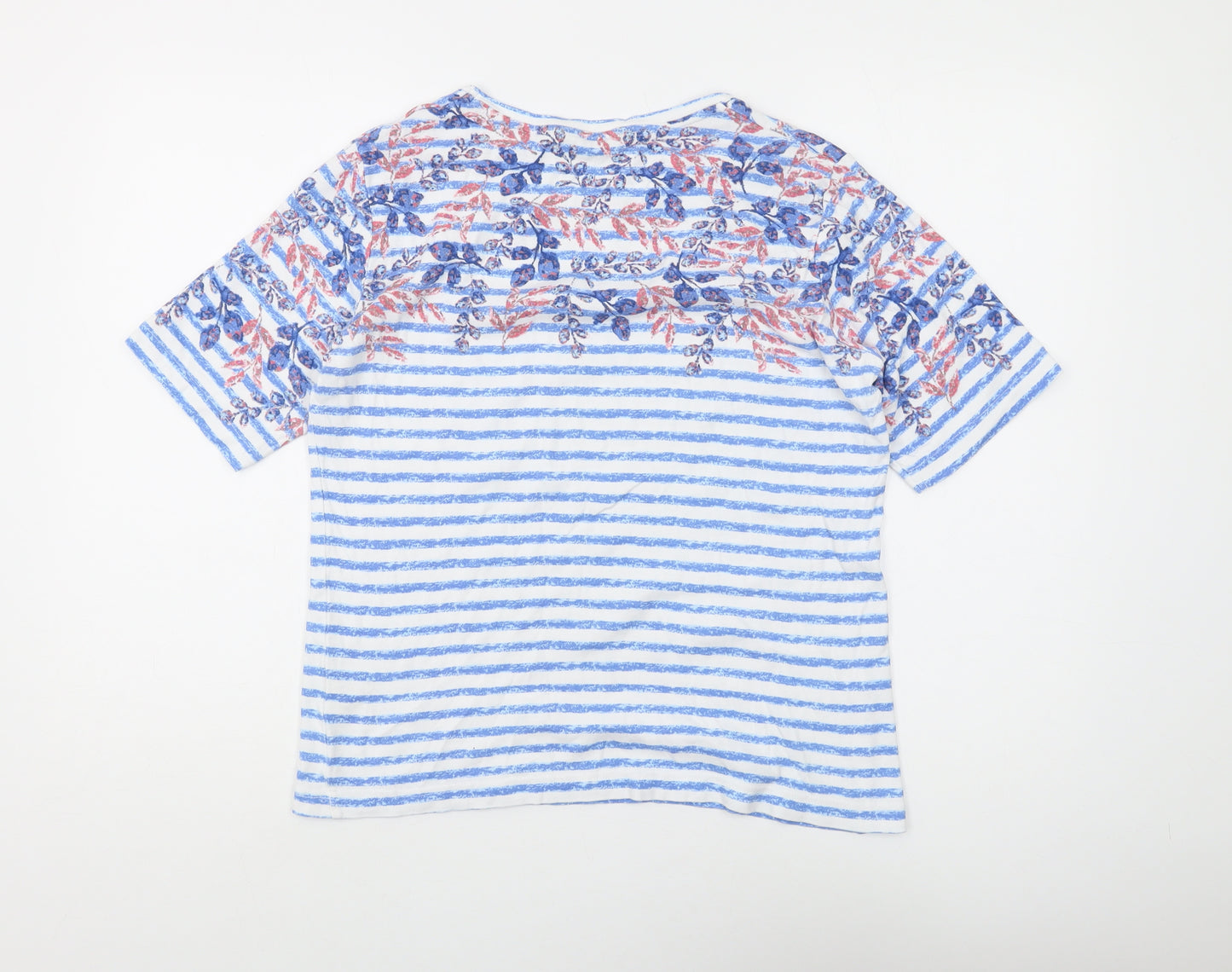 Isle Essentials Women’s Blue Striped Floral T-Shirt M