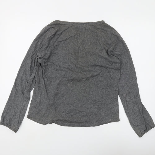 Boden Women's Grey Long Sleeve Henley Blouse Size 12