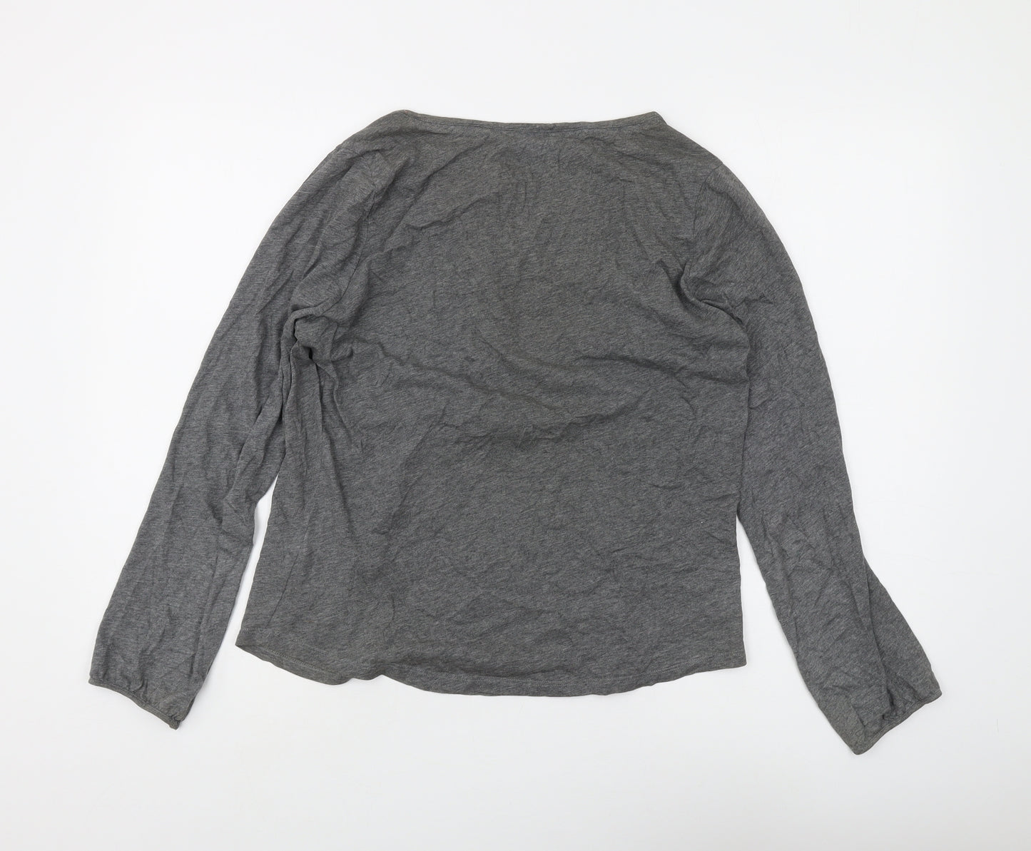 Boden Women's Grey Long Sleeve Henley Blouse Size 12