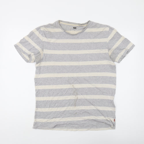 Levi's Men's Grey Striped Short Sleeve T-Shirt, M, Cotton