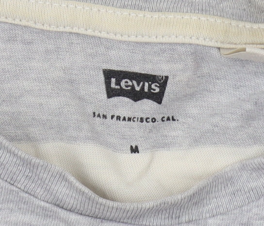 Levi's Men's Grey Striped Short Sleeve T-Shirt, M, Cotton