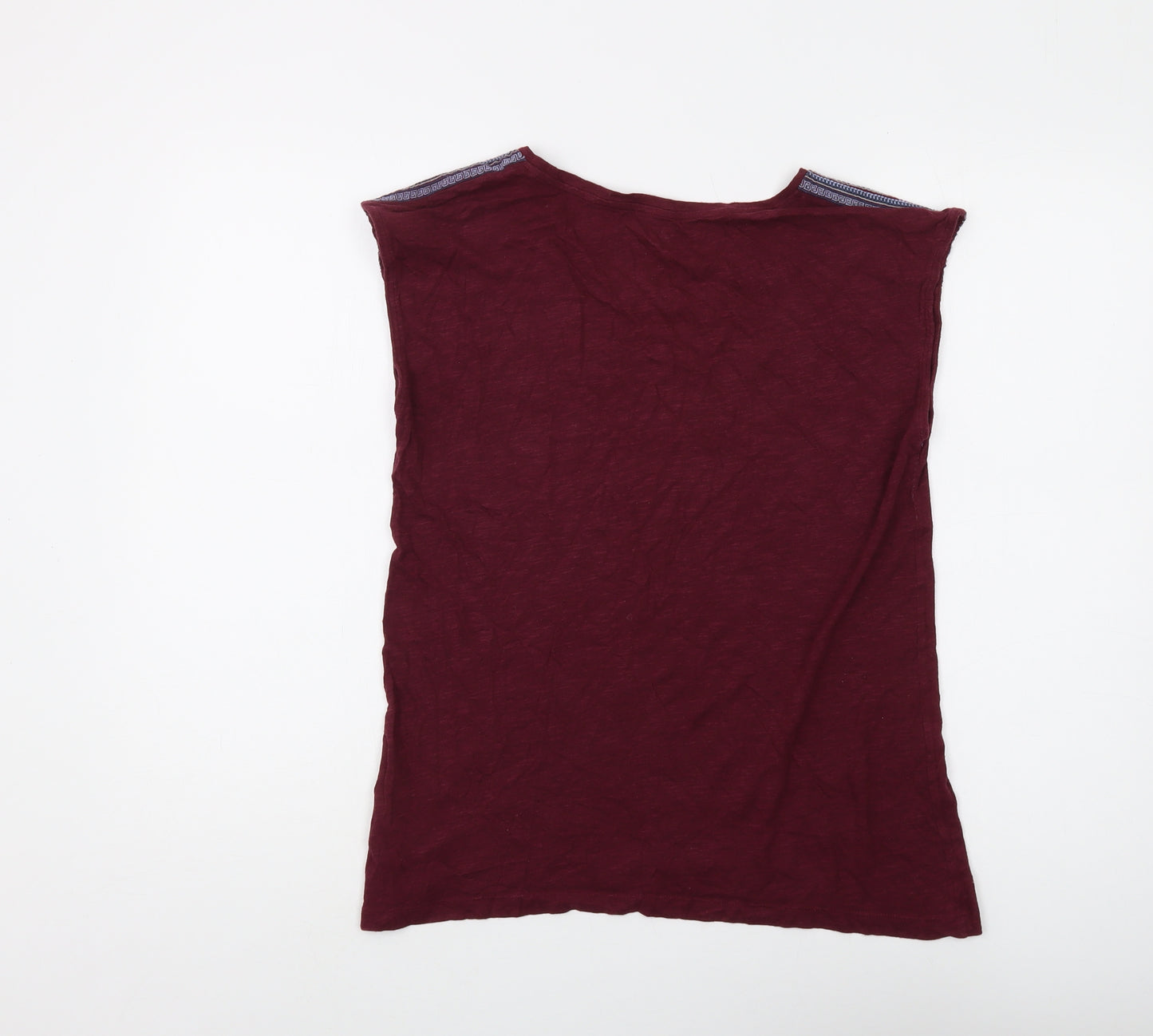 Gap Women's Red T-Shirt, M, Sleeveless with Embroidery