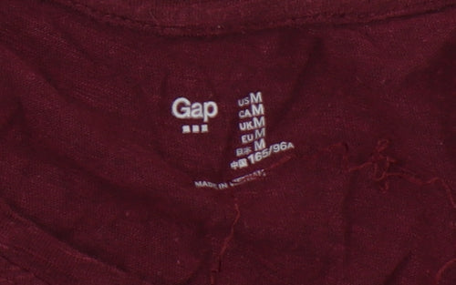 Gap Women's Red T-Shirt, M, Sleeveless with Embroidery