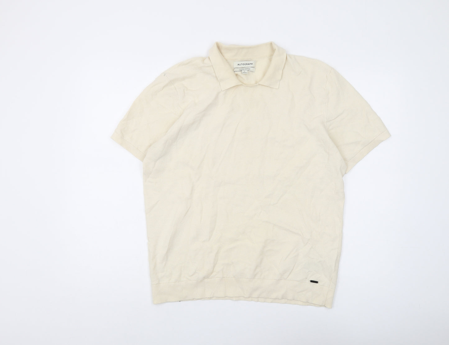 Marks and Spencer Men's Beige Polo Shirt L