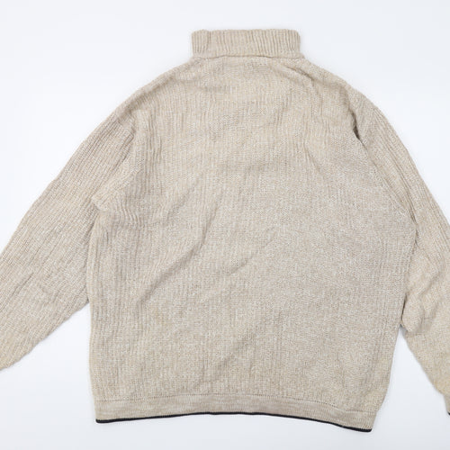 Reebok Men's Beige Cotton Pullover Jumper, High Neck Size L