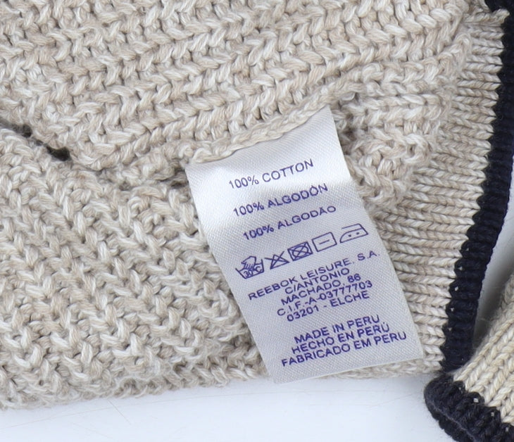 Reebok Men's Beige Cotton Pullover Jumper, High Neck Size L
