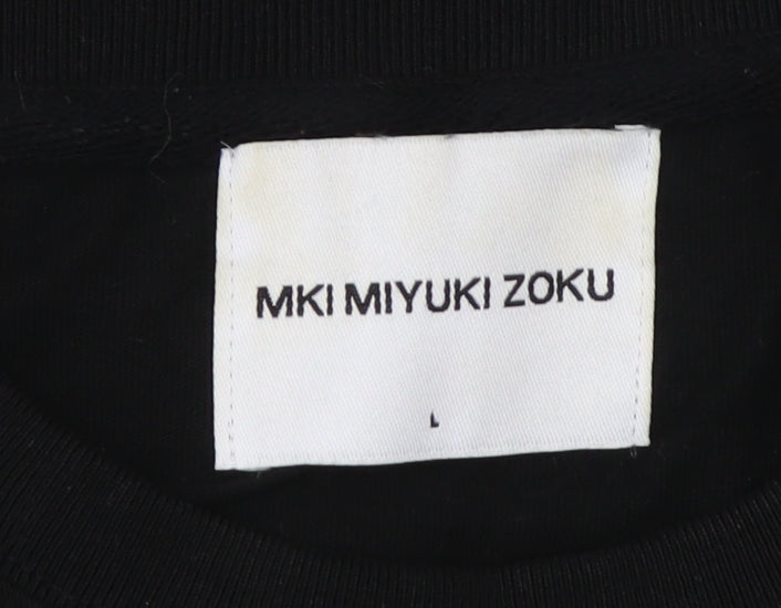 MKI MIYUKI ZOKU Men's Black Crew Neck T-Shirt, L