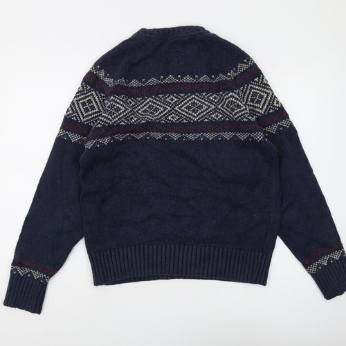 FatFace Men's Blue Fair Isle Pullover Jumper M