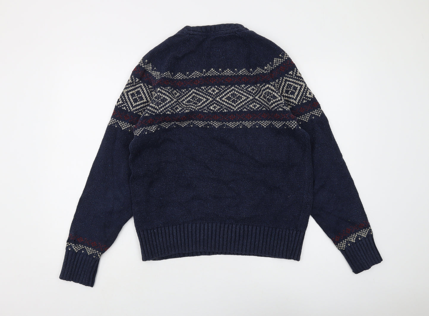 FatFace Men's Blue Fair Isle Pullover Jumper M