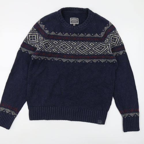 FatFace Men's Blue Fair Isle Pullover Jumper M