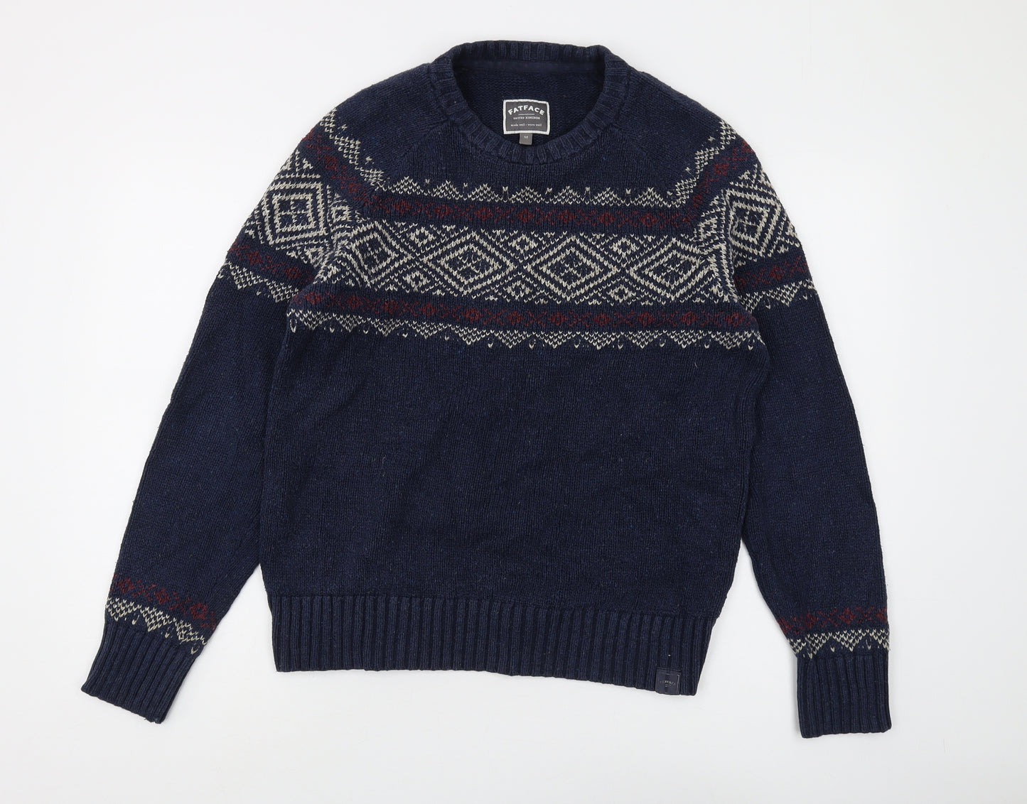 FatFace Men's Blue Fair Isle Pullover Jumper M