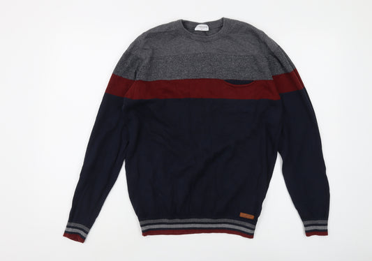 U.S. Polo Assn. Men's Grey Blue Red Pullover Jumper