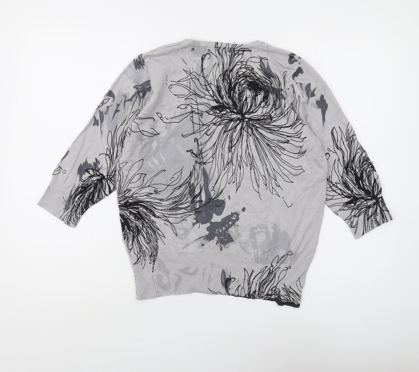 Text Women's Grey Floral Jumper L Casual