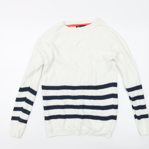 Crew Clothing Women's White Striped Jumper Size 12