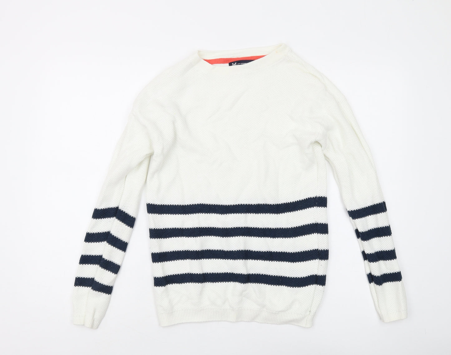 Crew Clothing Women's White Striped Jumper Size 12