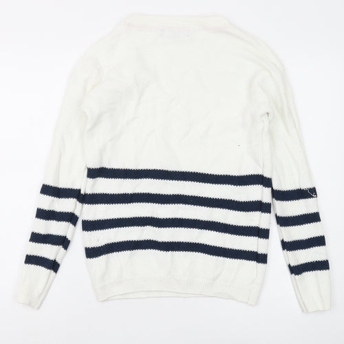 Crew Clothing Women's White Striped Jumper Size 12