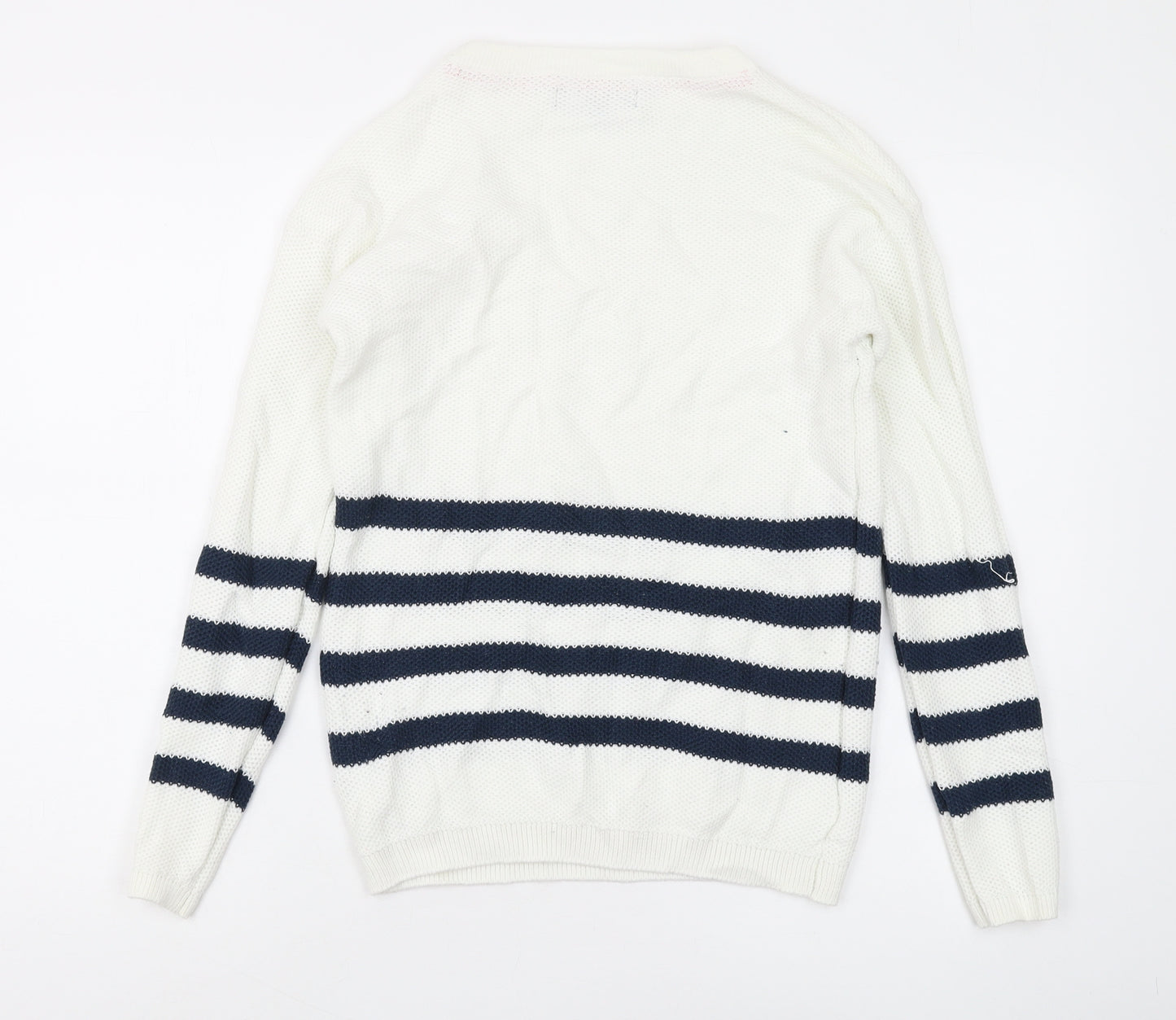 Crew Clothing Women's White Striped Jumper Size 12