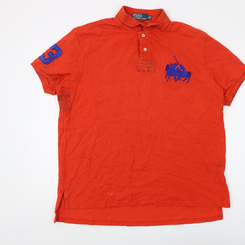 Ralph Lauren Men's Orange Polo Shirt XL Cotton